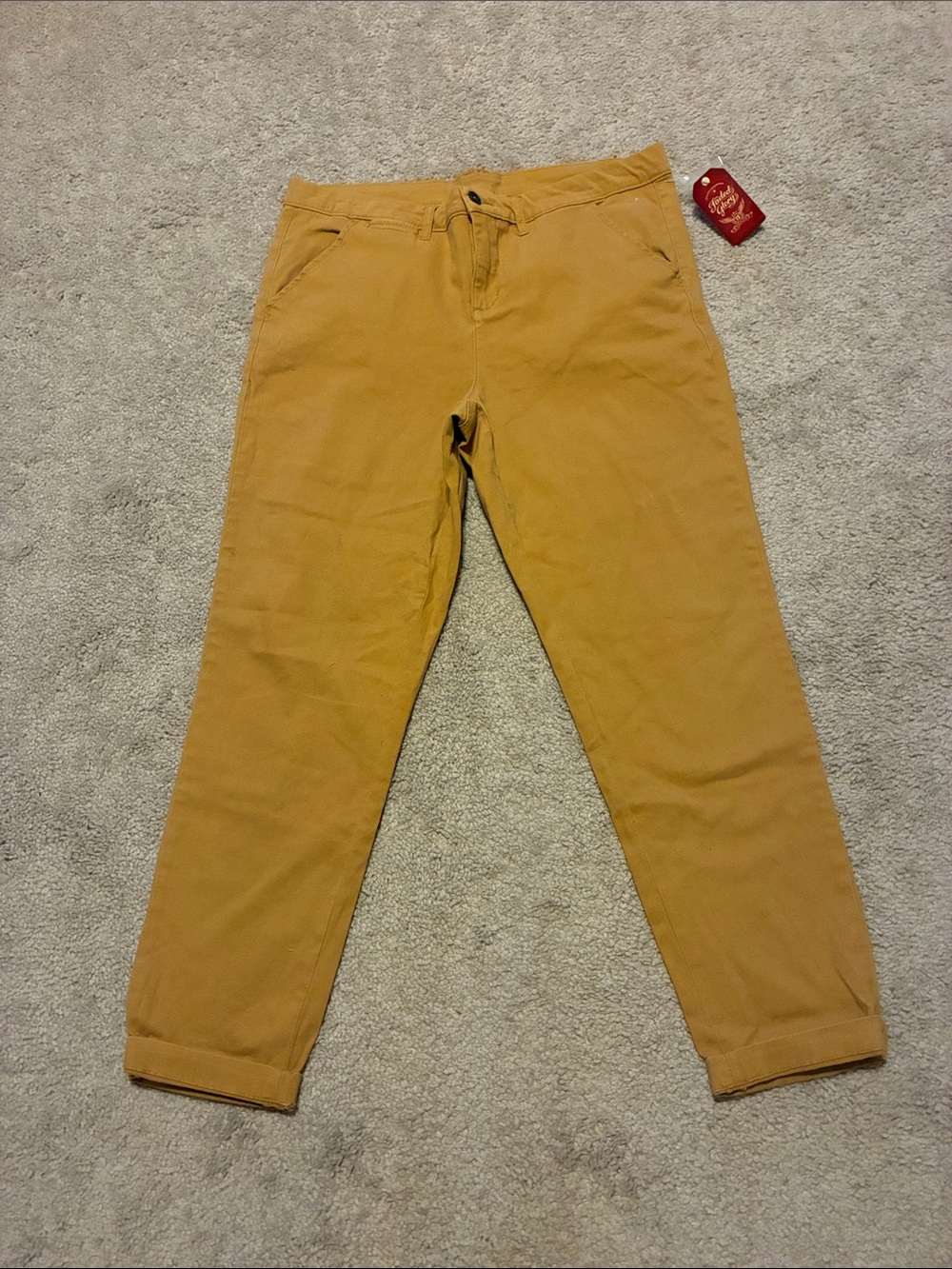 Faded Glory Straight-Leg Chinos in Mustard Yellow